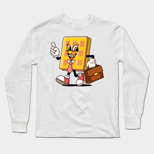 Waffle goes to office cartoon mascot Long Sleeve T-Shirt